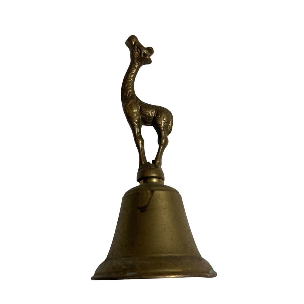 Vintage Solid Brass Giraffe Hand Held Bell 7" Paradies Collection - Picture 4 of 7